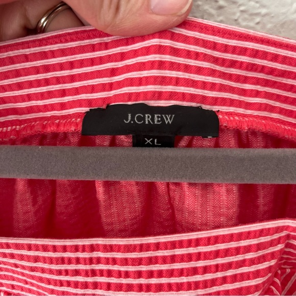 J. Crew Top Women's XL Red Square Neck Knit Seersucker Preppy Coastal AW133 - Picture 6 of 8